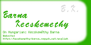 barna kecskemethy business card